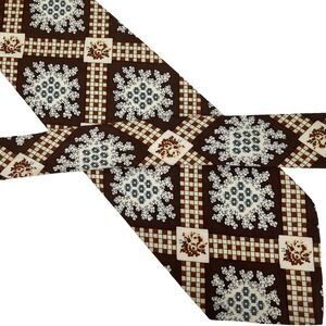 Vintage Liberty of London Cotton Tie Necktie Brown Geometric Floral Pattern 70s